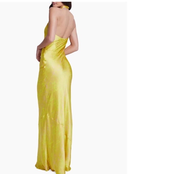 NWT L'AGENCE Estee Twist Neck Dress in Lemon Tonic Python Snake 100% Silk Gown - Picture 10 of 15